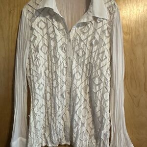 Claudia Richard White Textured Button Down Shirt